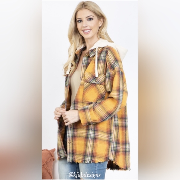 ONE Left! Perfect Fall Plaid Jacket with Hoodie - Picture 7 of 9